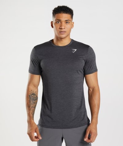 Black / Grey Men's Gymshark Arrival Marl T Shirts | CA1038-710