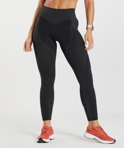 Black / Grey Women's Gymshark Apex Seamless Leggings | CA3628-376