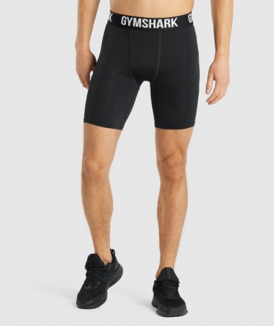 Black Men's Gymshark Element Baselayer Shorts | CA4507-471