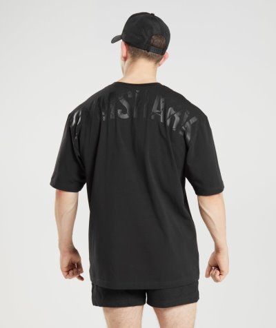 Black Men's Gymshark Power T Shirts | CA4971-472