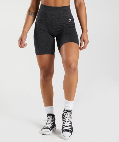 Black Women's Gymshark Adapt Animal Seamless Cycling Shorts | CA4008-069