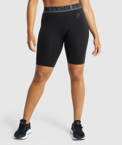Black Women's Gymshark Fit Seamless Cycling Shorts | CA2929-046