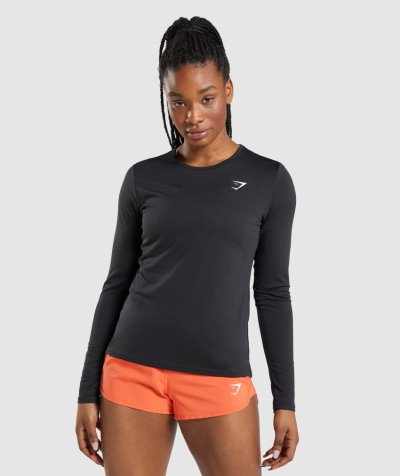 Black Women's Gymshark Training Long Sleeve Tops | CA8229-860