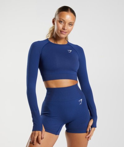 Blue Women's Gymshark Vital Seamless 2.0 Cropped Tops | CA6831-506