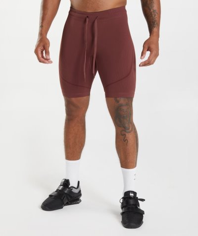 Brown / Burgundy Men's Gymshark 315 Seamless 1/2 Shorts | CA8281-777