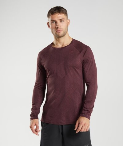 Brown Men's Gymshark Apex Long Sleeve T Shirts | CA8416-992
