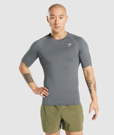 Deep Grey Men's Gymshark Element Baselayer T Shirts | CA8379-668