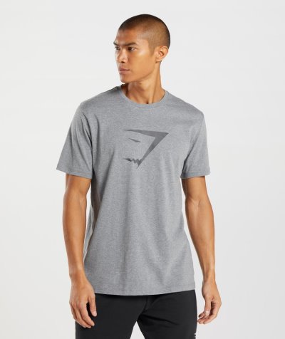 Deep Grey Men's Gymshark Sharkhead Infill T Shirts | CA2037-881