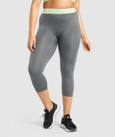 Deep Grey Women's Gymshark Fit Seamless Cropped Leggings | CA9462-616