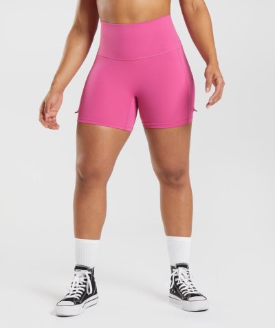 Deep Pink Women's Gymshark Legacy Ruched Tight Shorts | CA8210-731