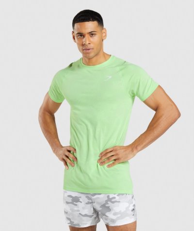 Green / White Men's Gymshark Geo Seamless T Shirts | CA6096-816