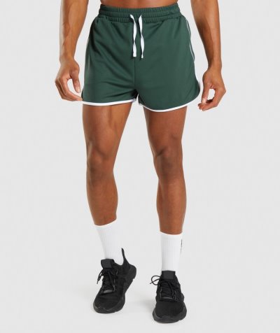 Green / White Men's Gymshark Recess 3" Shorts | CA1923-032