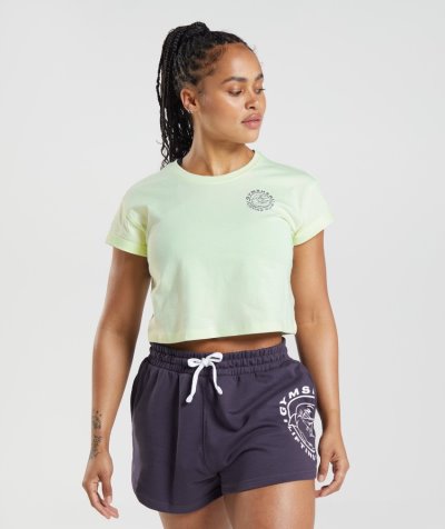 Green Women's Gymshark Legacy Cropped Tops | CA3576-518