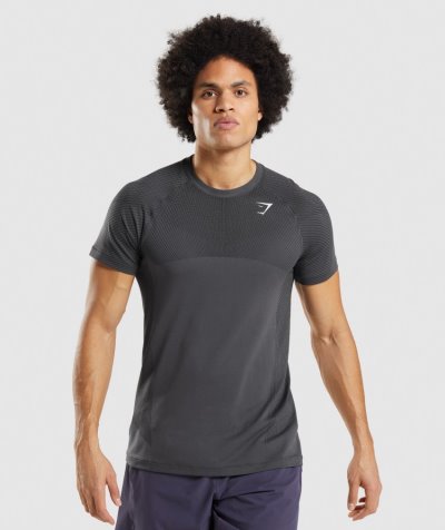 Grey / Black Men's Gymshark Apex Seamless T Shirts | CA7108-623
