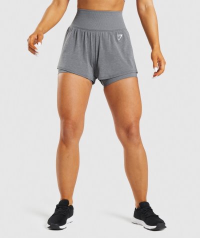 Grey Women's Gymshark Vital Seamless 2.0 2-in-1 Shorts | CA0429-427