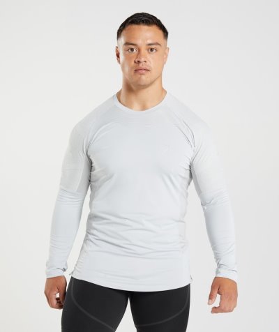 Light Grey Men's Gymshark 315 Long Sleeve T Shirts | CA6591-776