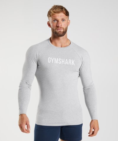 Light Grey Men's Gymshark Apollo Long Sleeve T Shirts | CA1694-019
