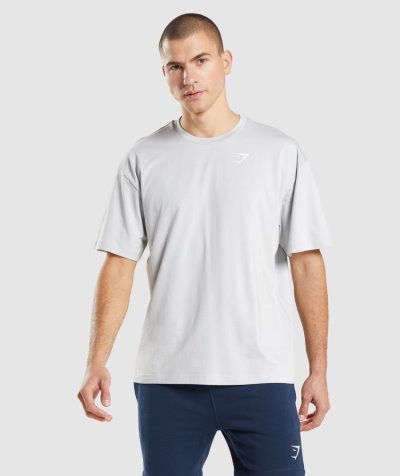 Light Grey Men's Gymshark Essential Oversized T Shirts | CA9246-633