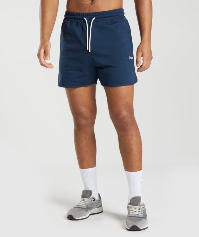 Navy Men's Gymshark Rest Day Sweats 4'' Lounge Shorts | CA1801-103