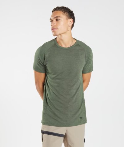 Olive / Black Men's Gymshark Retake Seamless T Shirts | CA9318-821
