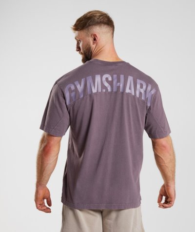 Purple Men's Gymshark Power Washed T Shirts | CA6481-181