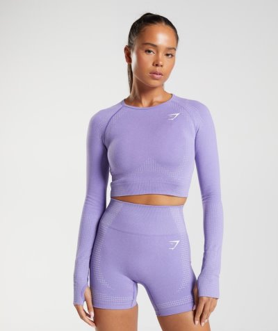 Purple Women's Gymshark Vital Seamless 2.0 Cropped Tops | CA5907-246
