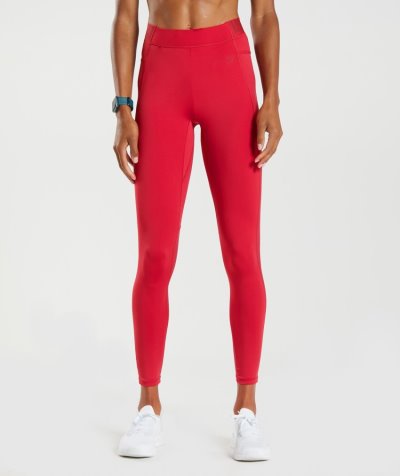 Red Women's Gymshark Training Brandmark Leggings | CA8712-479