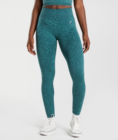 Turquoise Women's Gymshark Adapt Animal Seamless Leggings | CA9605-907