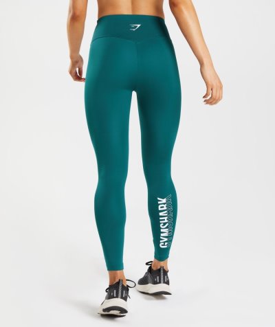 Turquoise Women's Gymshark Fraction Leggings | CA1888-785