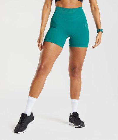 Turquoise Women's Gymshark Sweat Seamless Sculpt Shorts | CA9939-717
