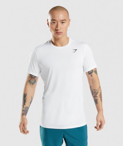 White Men's Gymshark Arrival T Shirts | CA4246-180
