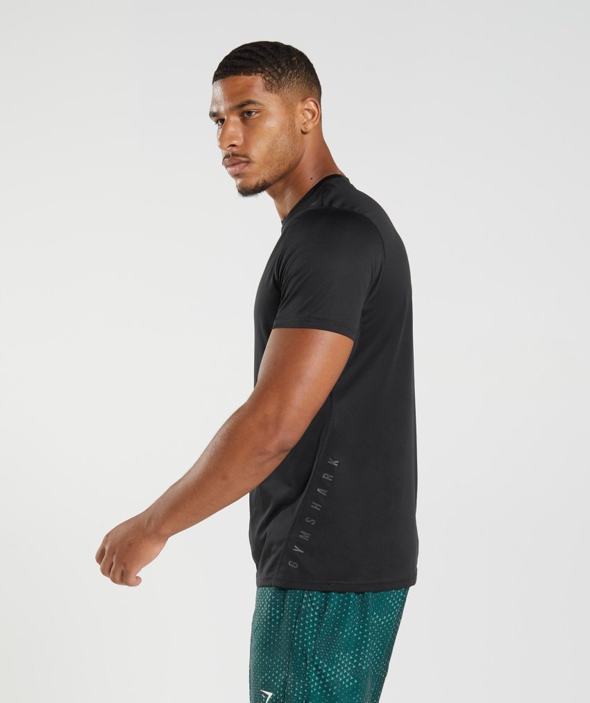 Black / Black Men's Gymshark Sport T Shirts | CA9656-604