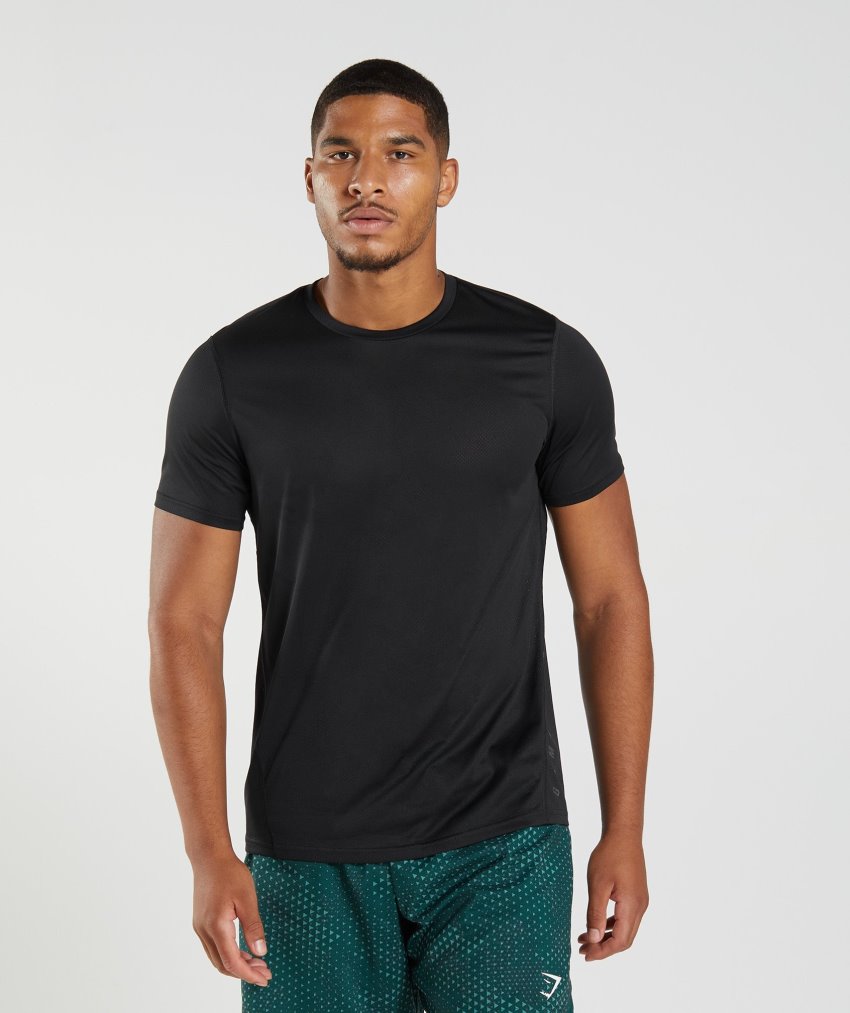 Black / Black Men\'s Gymshark Sport T Shirts | CA9656-604