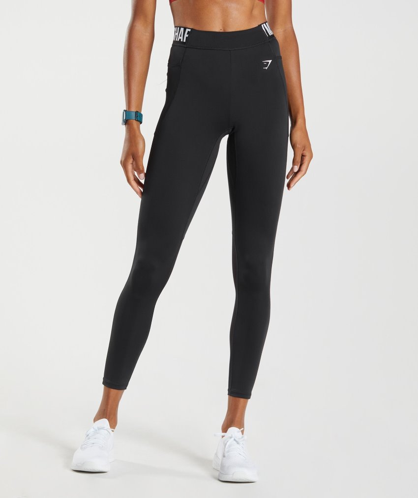 Black Women\'s Gymshark Training Brandmark Leggings | CA6664-388