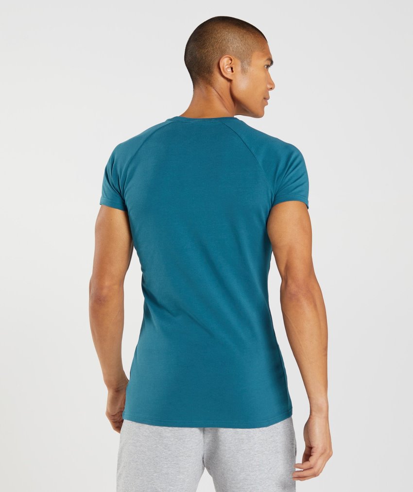 Blue Men's Gymshark Apollo T Shirts | CA2938-372