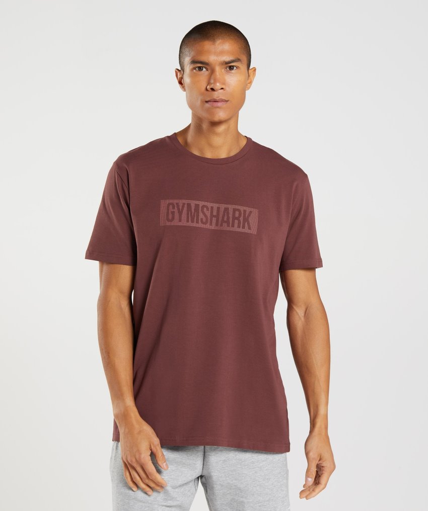 Brown Men\'s Gymshark Block T Shirts | CA5680-570