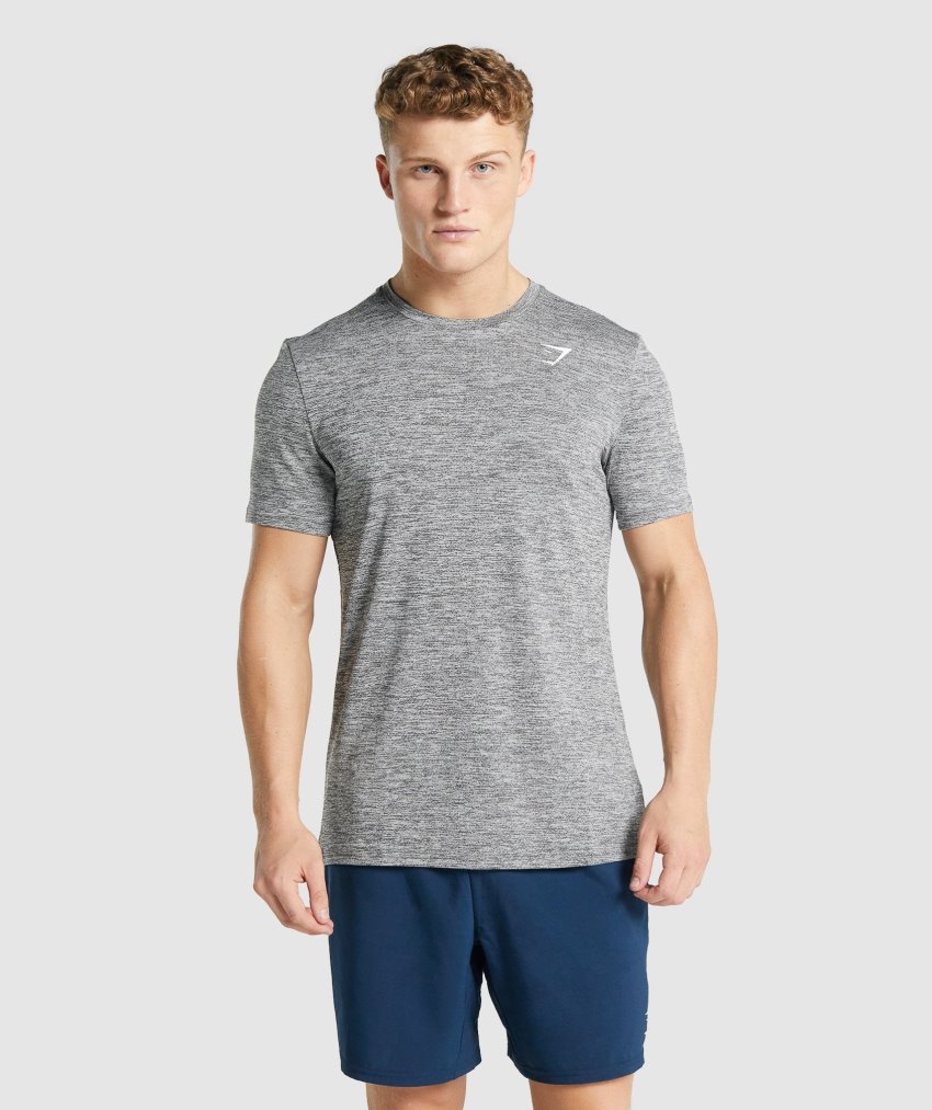 Deep Grey Men\'s Gymshark Arrival Marl T Shirts | CA2928-212