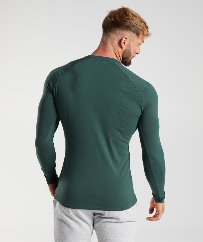 Green Men's Gymshark Apollo Long Sleeve T Shirts | CA1555-929