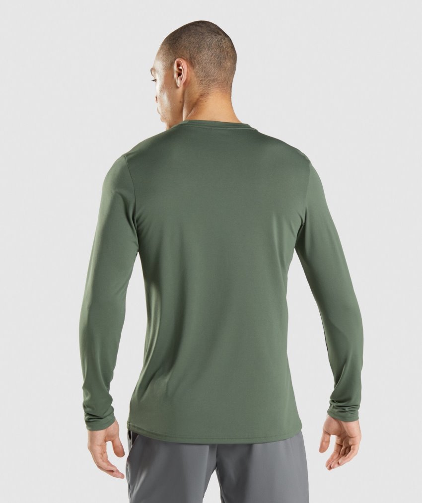 Green Men's Gymshark Arrival Long Sleeve T Shirts | CA4797-766
