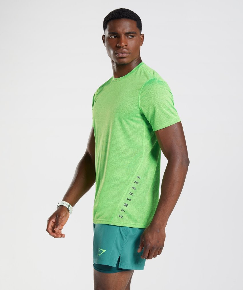 Light Green / Black Men's Gymshark Sport T Shirts | CA4934-393