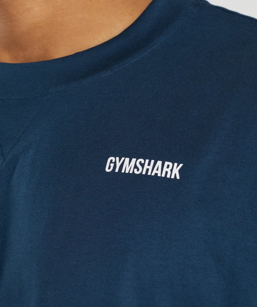 Navy Men's Gymshark Rest Day Sweats T Shirts | CA2726-077