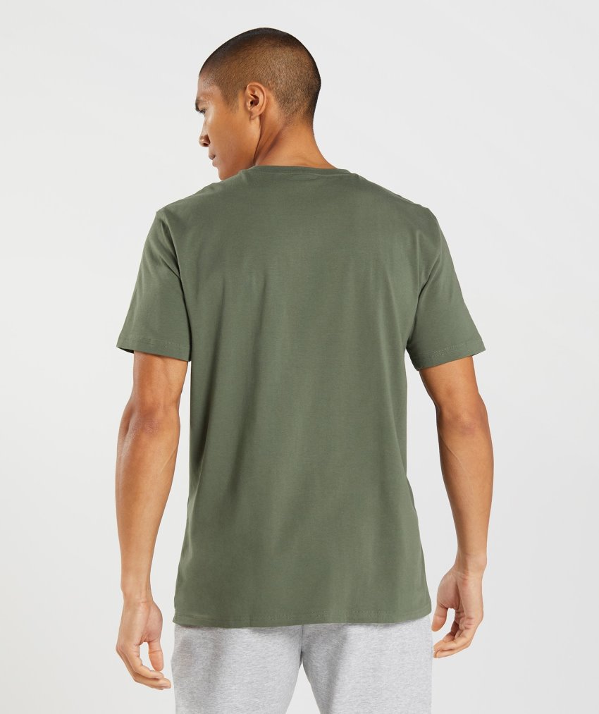 Olive Men's Gymshark Block T Shirts | CA7142-571