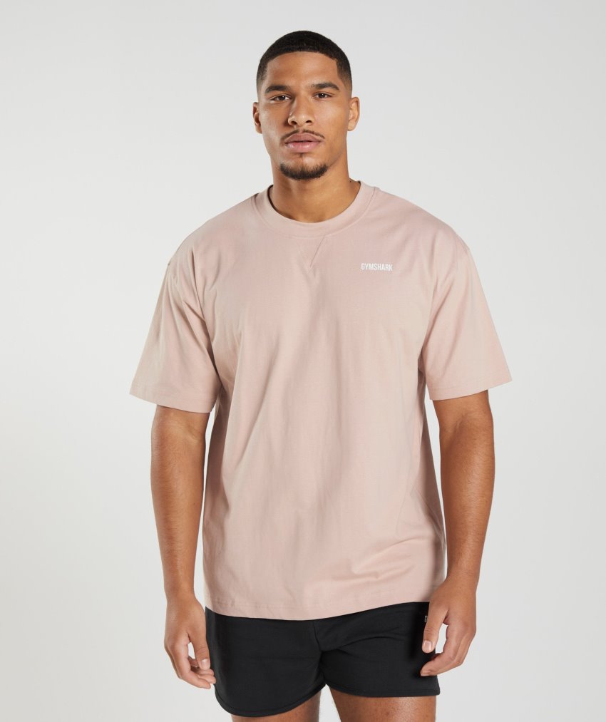 Pink Men's Gymshark Rest Day Sweats T Shirts | CA6330-645