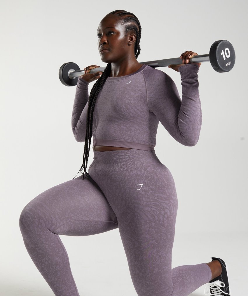Purple Women's Gymshark Adapt Animal Seamless Lace Up Back Tops | CA0123-108