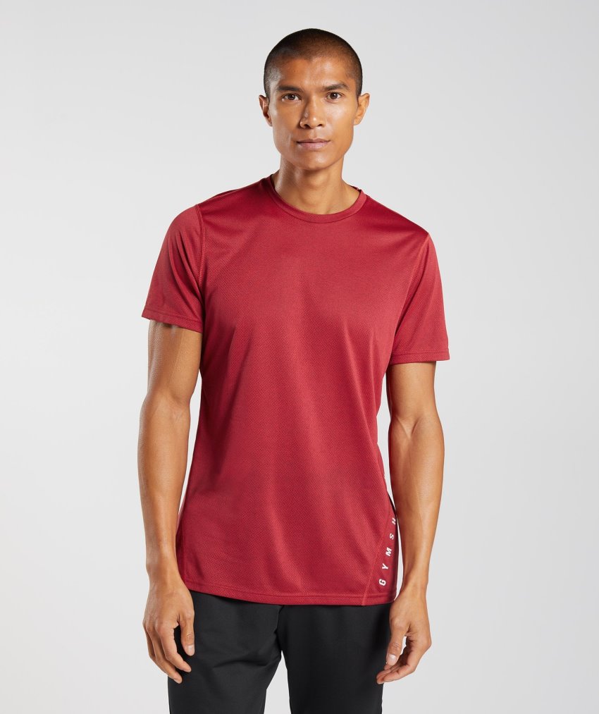 Red / Black Men\'s Gymshark Sport T Shirts | CA5632-711