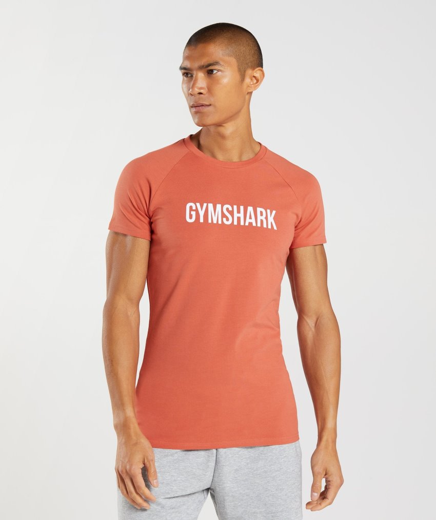 Red Men\'s Gymshark Apollo T Shirts | CA6516-321