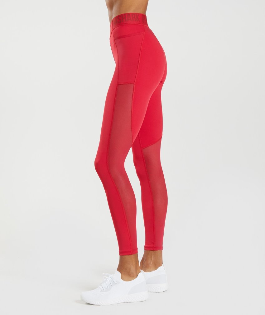 Red Women's Gymshark Training Brandmark Leggings | CA8712-479