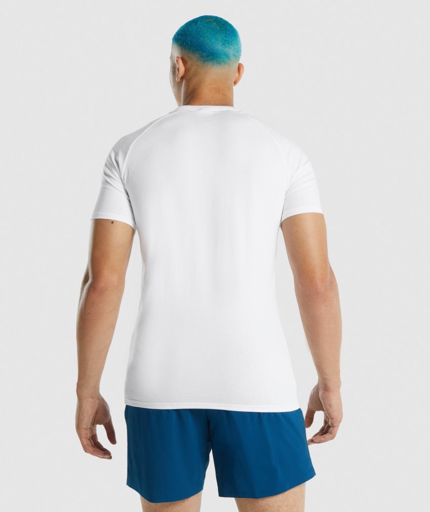 White Men's Gymshark Apollo T Shirts | CA9533-475