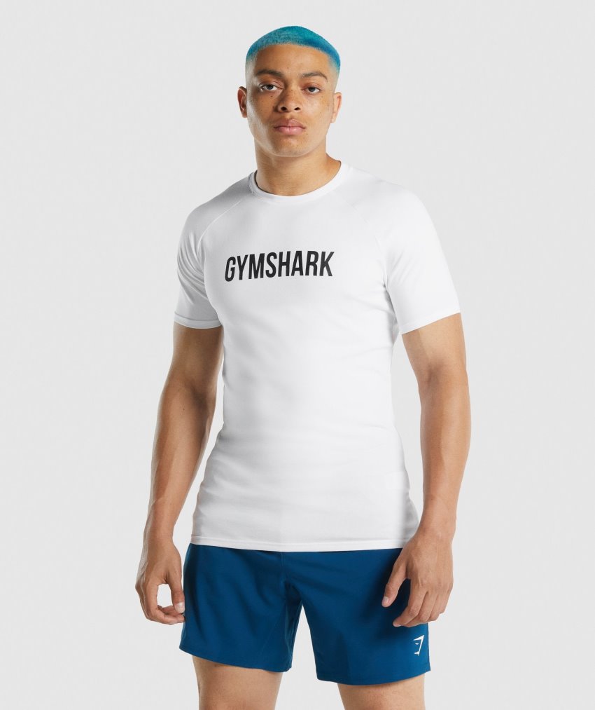 White Men\'s Gymshark Apollo T Shirts | CA9533-475