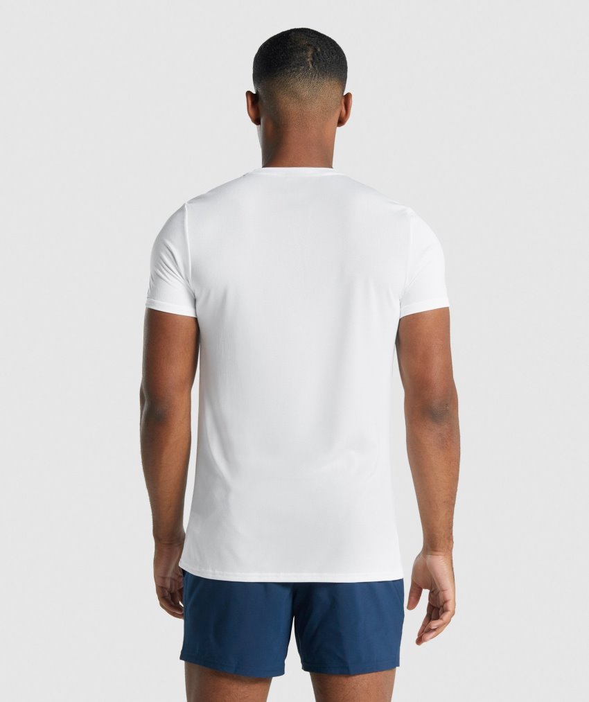White Men's Gymshark Arrival Graphic T Shirts | CA5866-685